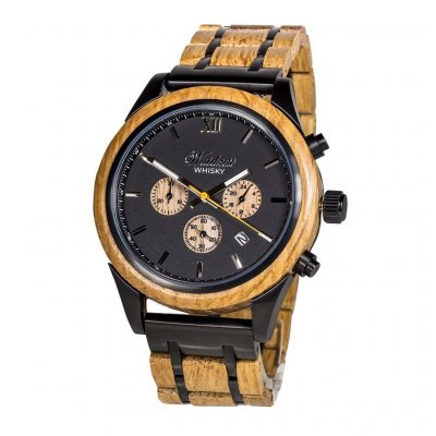 Chronograph Whisky Scotts Highland dřevěné hodinky