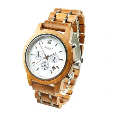 Barrique Chronograf Blanc dřevěné hodinky