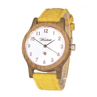 Barrique Alpin žluté dřevěné hodinky dámské