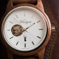GAMSKAR automatické dřevěné hodinky s koženým náramkem
