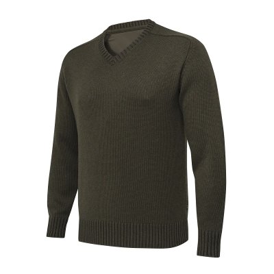 Kent V-Neck Tech svetr - Moss&brownbark